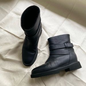 Vince
Cagney Shearling Fur-Lined Moto Boot, Black 6.5